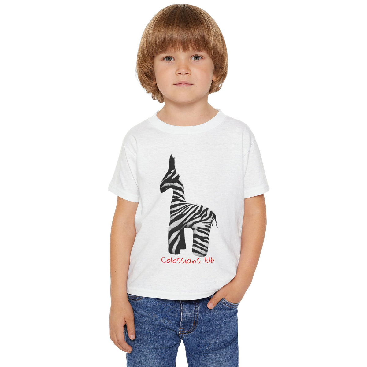 Zebra Jesus Loves Me Graphic Toddler T-Shirt