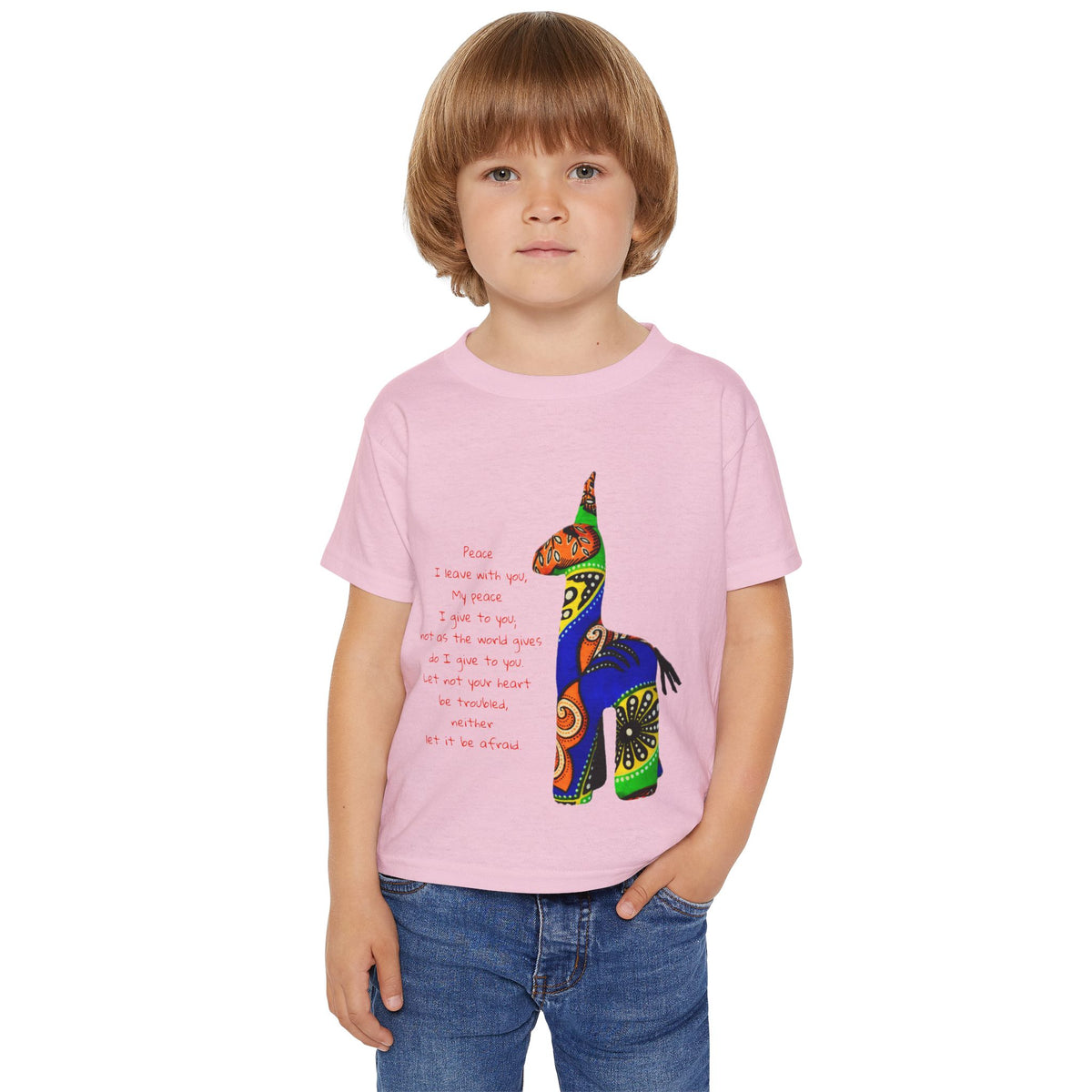 Colorful Giraffe with John 14:7 Verse Toddler T-Shirt
