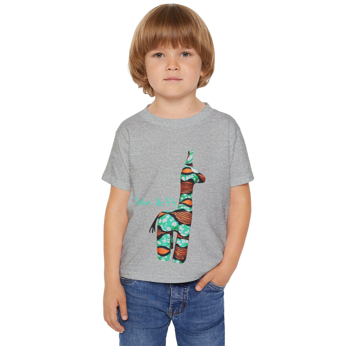 Colorful Giraffe John 16:33 Bible Verse Toddler T-Shirt