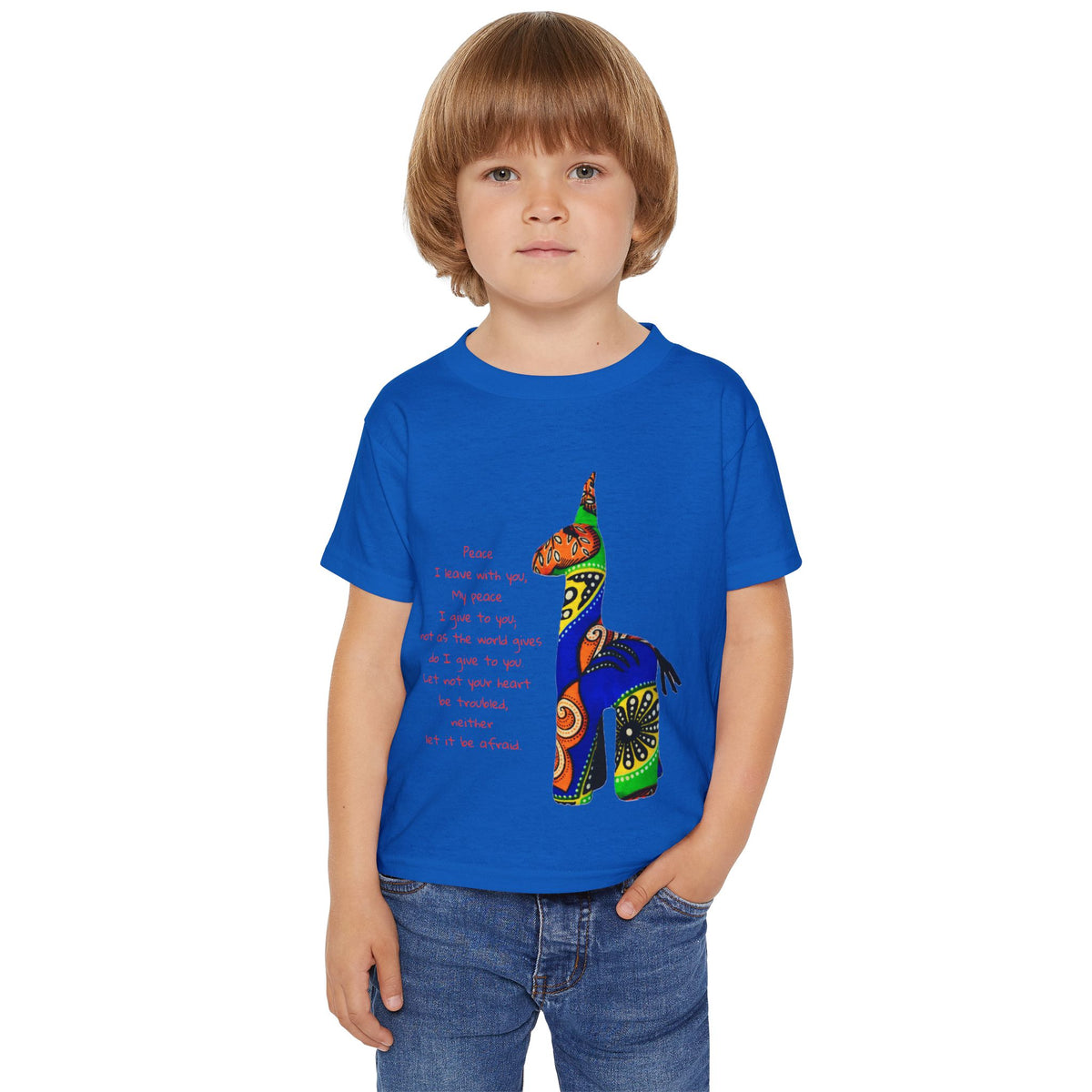 Colorful Giraffe with John 14:7 Verse Toddler T-Shirt