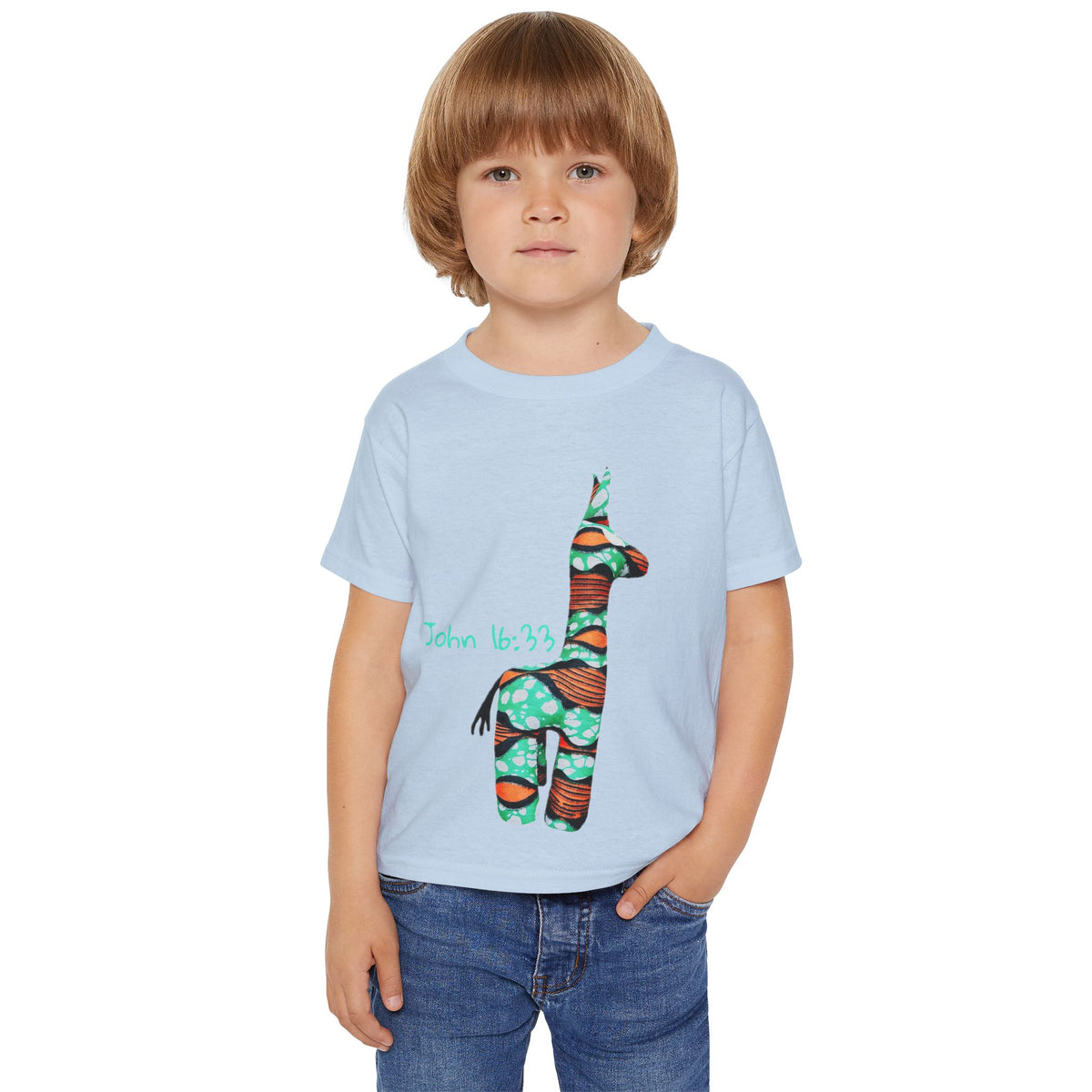 Colorful Giraffe John 16:33 Bible Verse Toddler T-Shirt