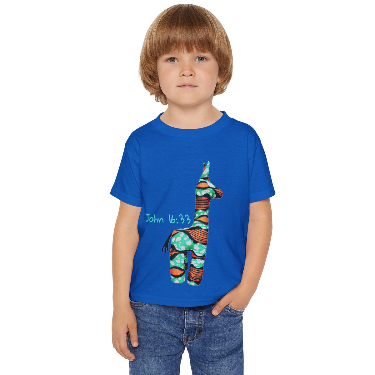 Colorful Giraffe John 16:33 Bible Verse Toddler T-Shirt