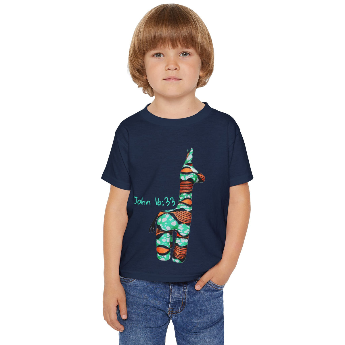 Colorful Giraffe John 16:33 Bible Verse Toddler T-Shirt