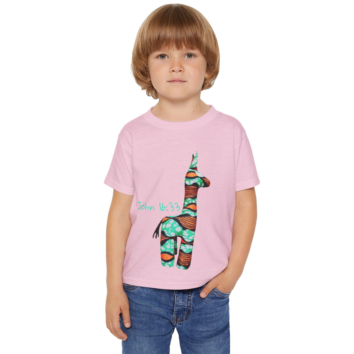 Colorful Giraffe John 16:33 Bible Verse Toddler T-Shirt