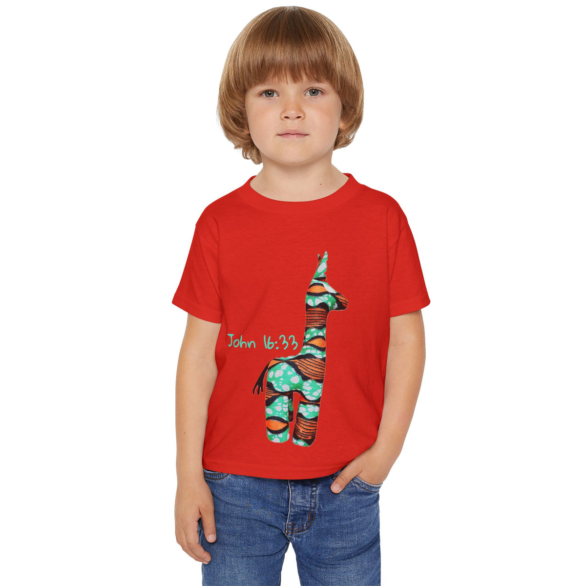 Colorful Giraffe John 16:33 Bible Verse Toddler T-Shirt