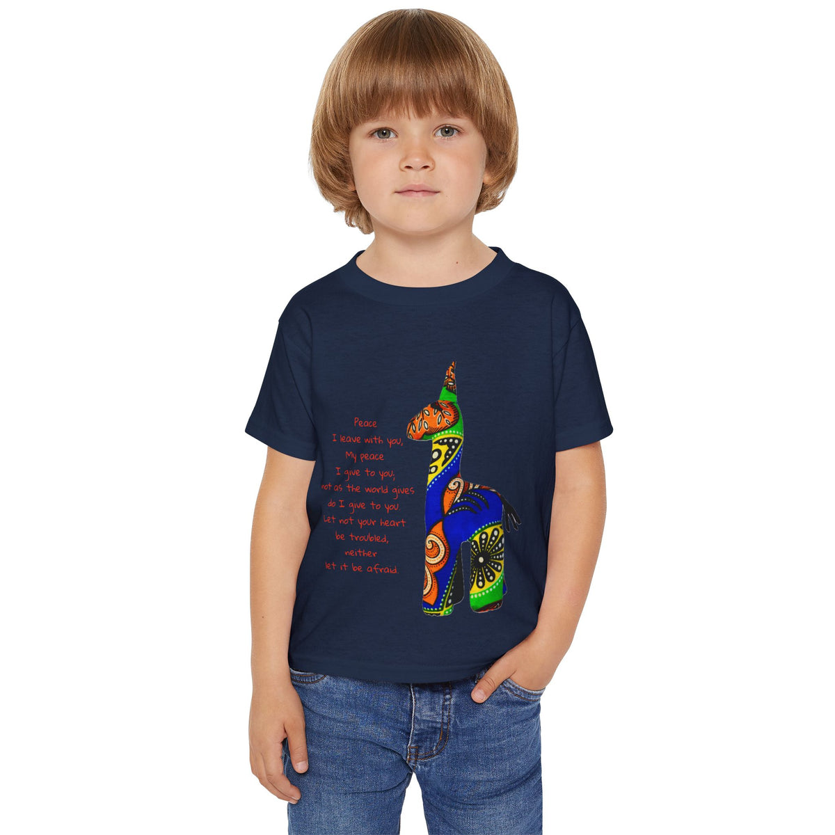 Colorful Giraffe with John 14:7 Verse Toddler T-Shirt