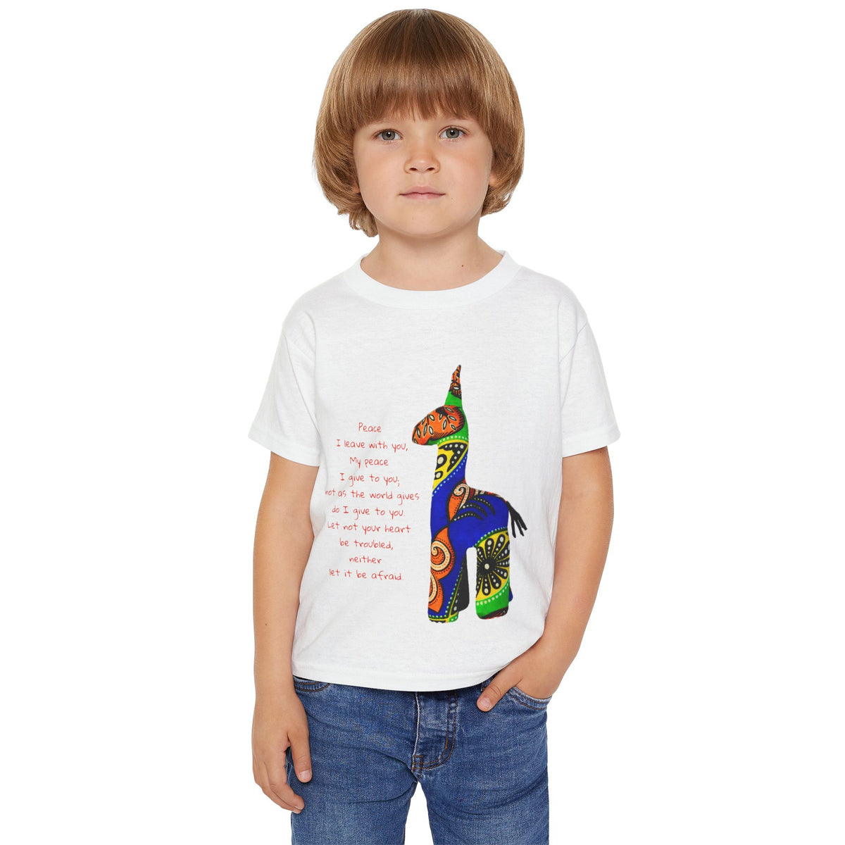Colorful Giraffe with John 14:7 Verse Toddler T-Shirt
